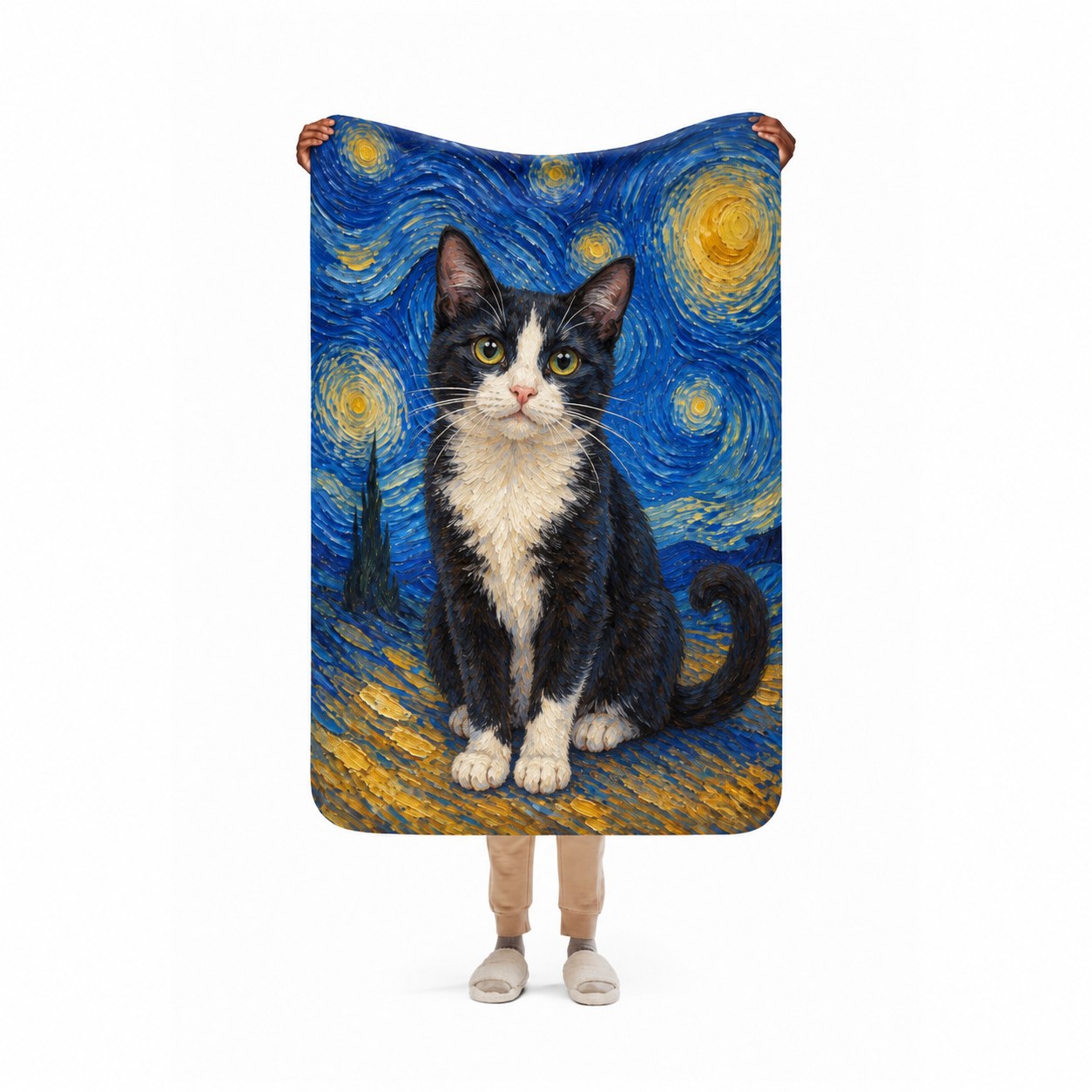 Cozy blanket with your cat's portrait