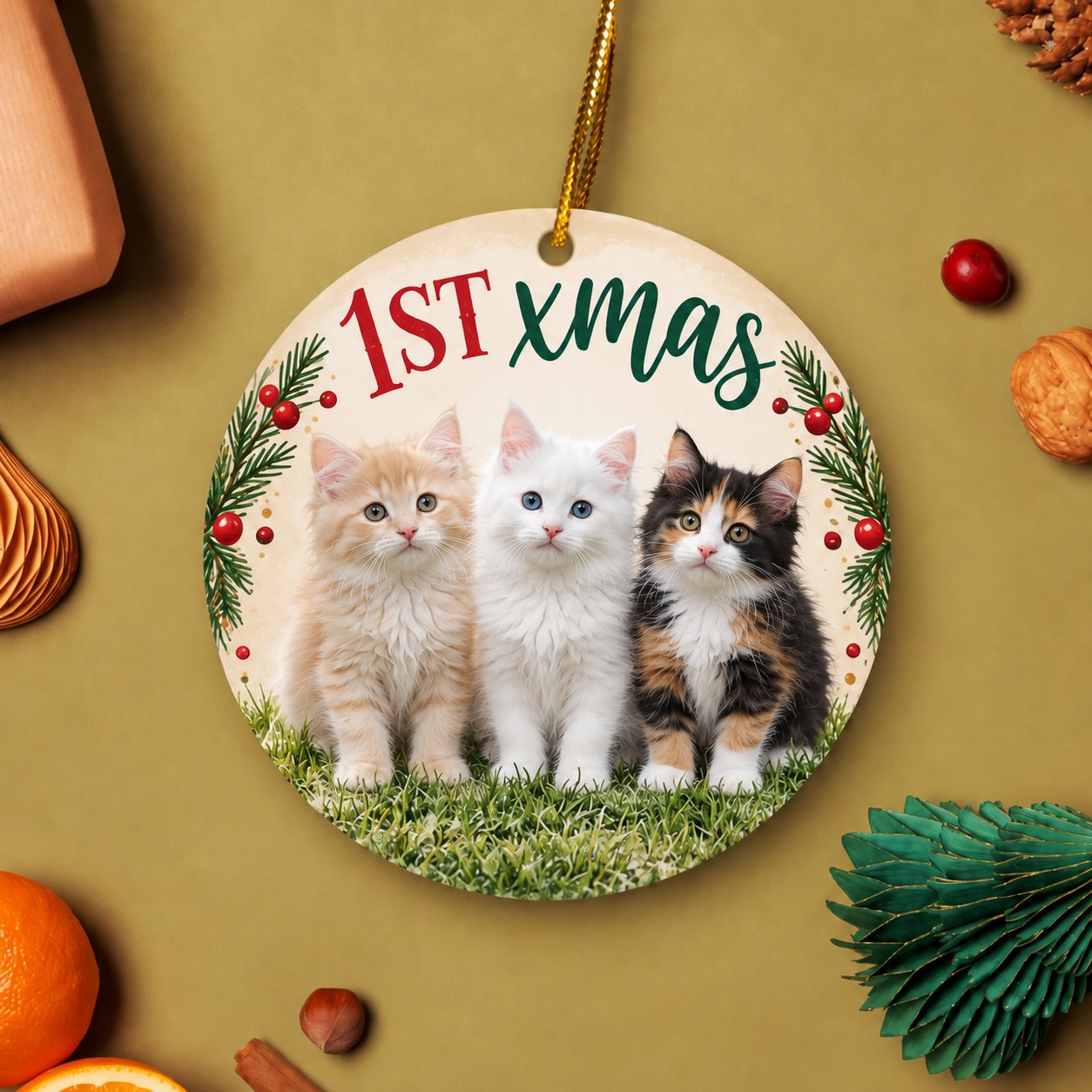 Tree ornament with your cat's portrait