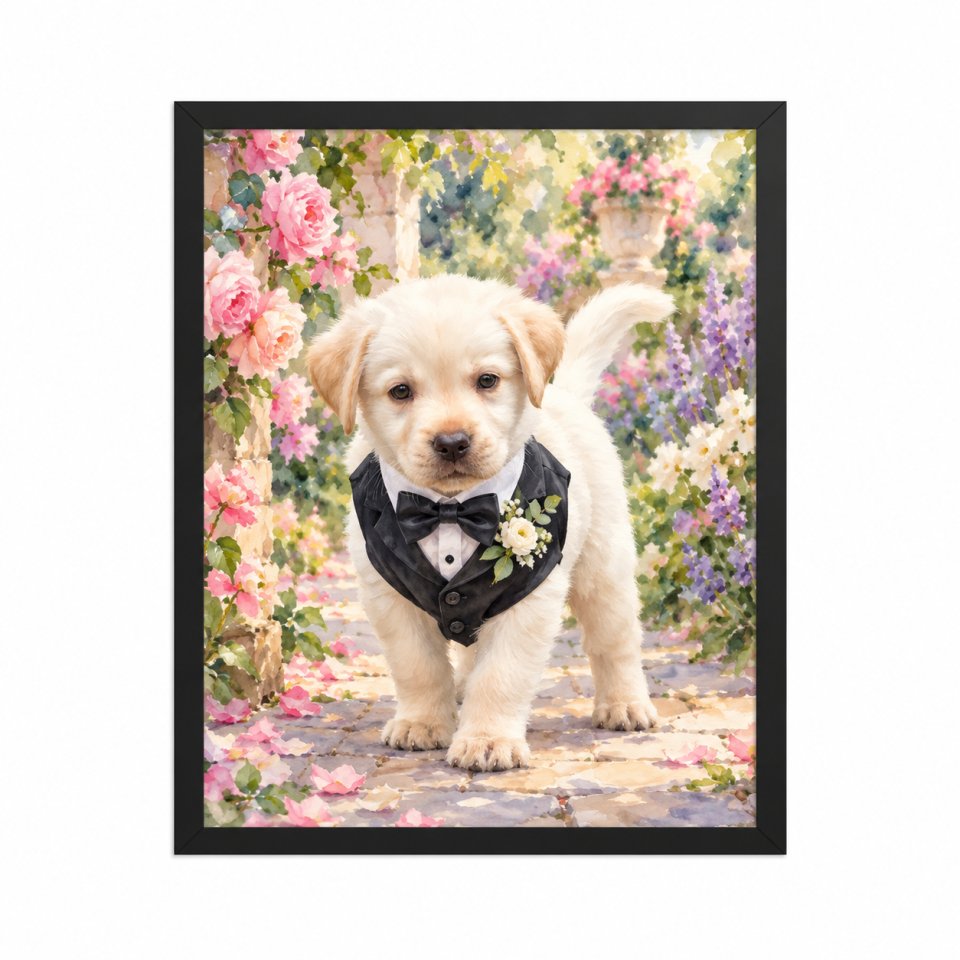 Framed print with your dog's portrait